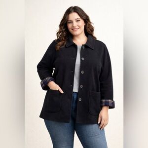 Cherokee Women’s Wool Blend Jacket Coat Plaid Lined Classic Preppy  1X